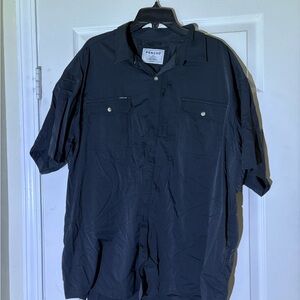 Poncho Men's Black XXL Regular Button Down Shirt